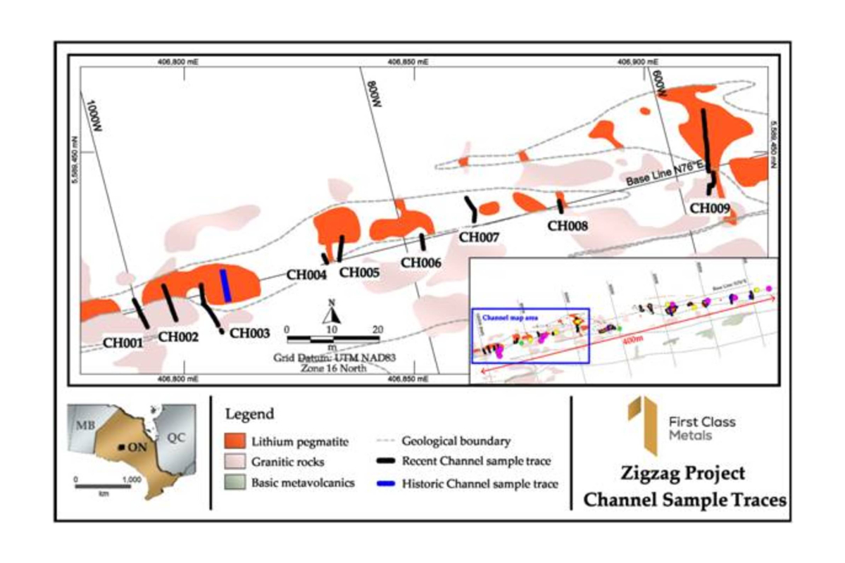 First Class Metals LON:FCM) Zigzag lithium-high grade channel samples ...